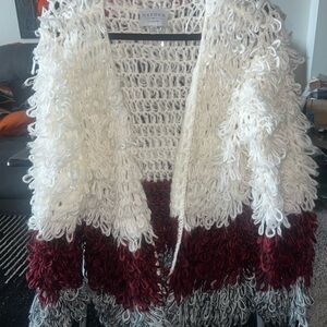 Hayden Women's Red and White Loop Knit Cardigan